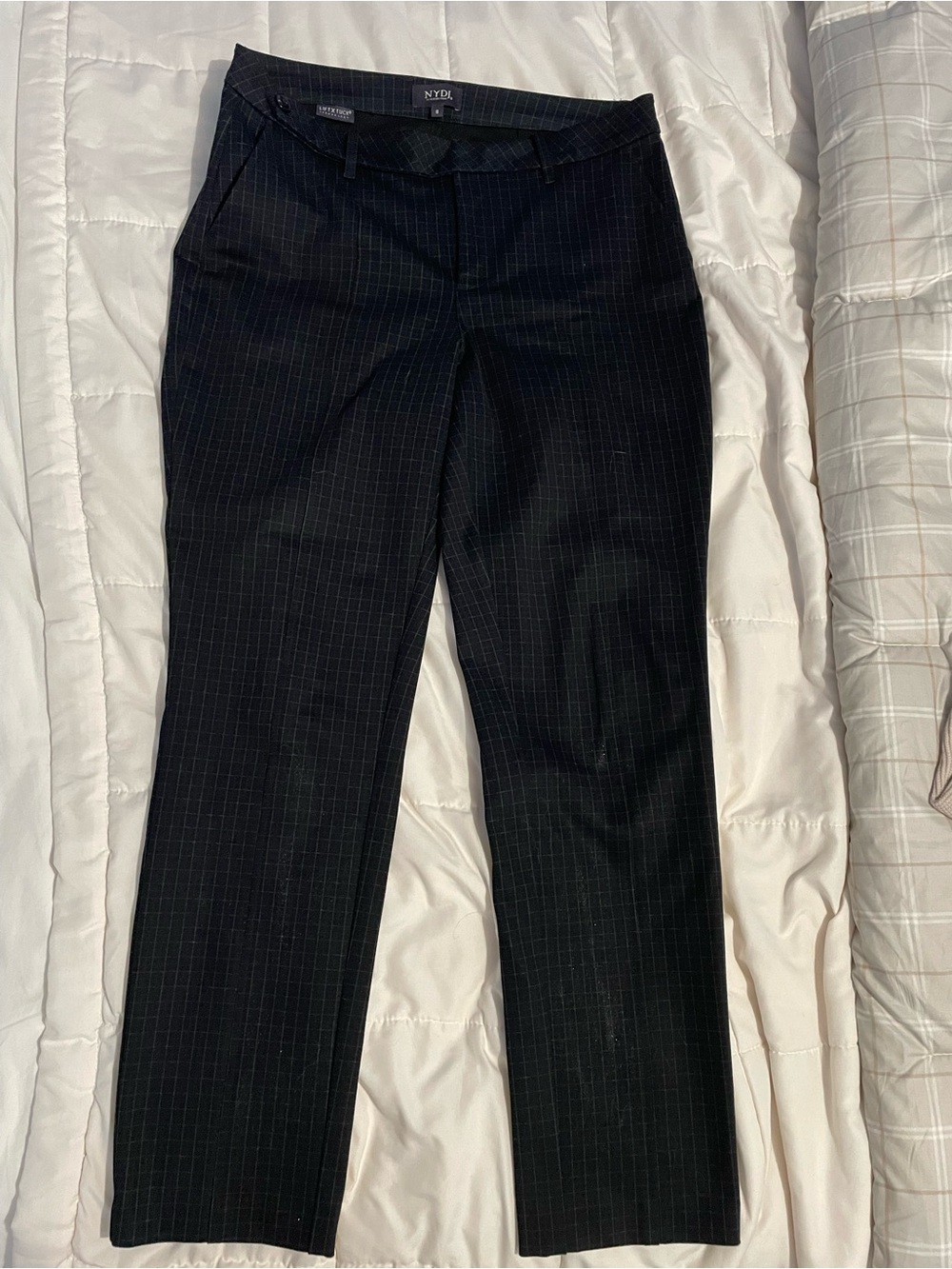 NYDJ Black Pinstripe Straight Leg Pants